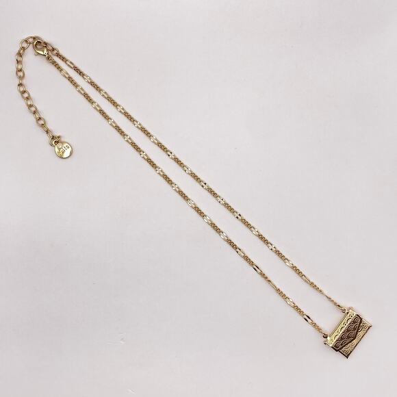 Signed BELLA JACK Envelope Purse Pendant Necklace Gold Tone Figaro Chain-Opens - Picture 7 of 8